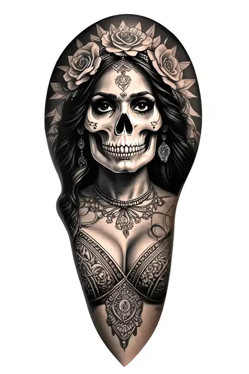 Beautiful Mexican Lady Of Death Sleeve