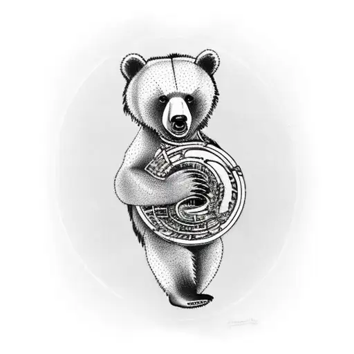 Bear Playing Sousaphone Riding A Unicycle