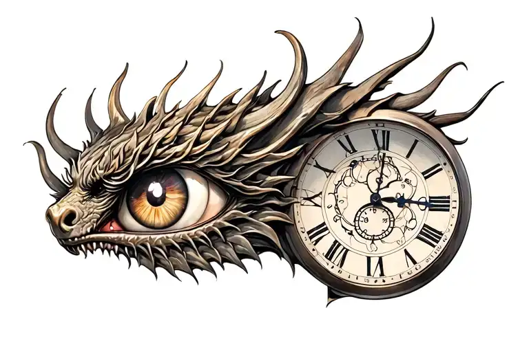 Mechanical Clock With A Wrapped Dragon Eye