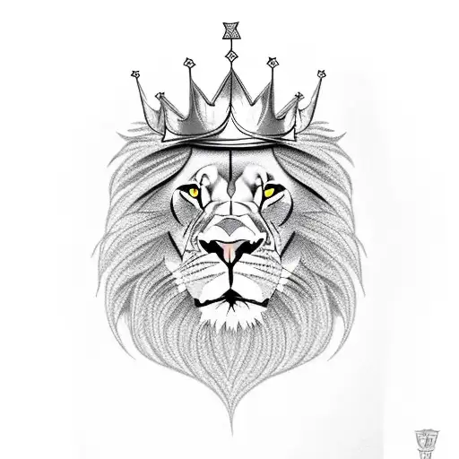 Angry Lion Head With Crown