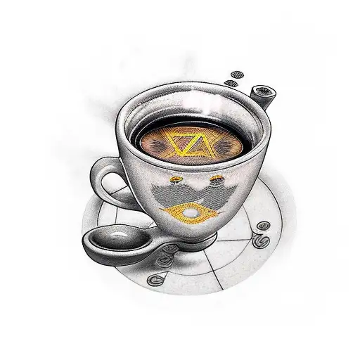 A Tattoo Of A Coffee Cup With Mathematical Equations Forming The Steam