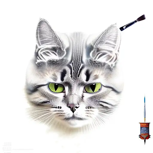 A Cat Warrior Wielding A Paintbrush In A Battle Scene