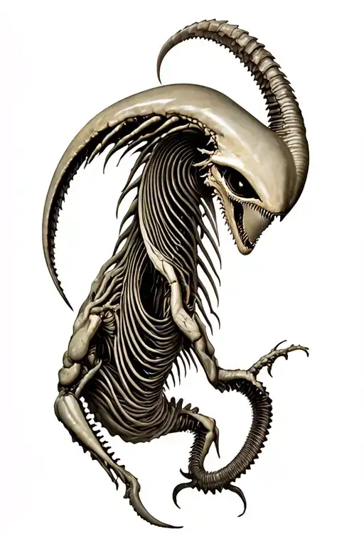 Alien Xenomorph Gigier Sideways With Curled Tail