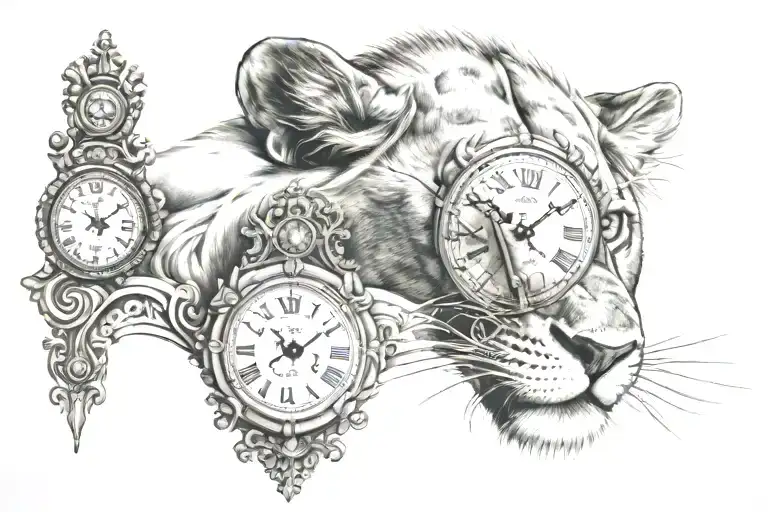 Shadow And Lion And Clock Eye