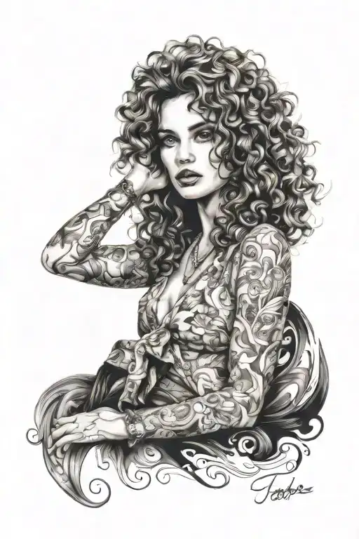 Femme Fatale Curly Hair Woman Pretty Woman