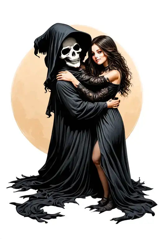 Grim Reaper Hugs Girl
