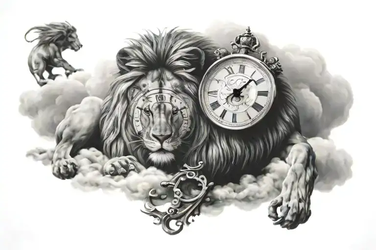 Cloud And Lion And Clock