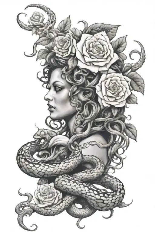 Medusa And Snakes And Roses Growing