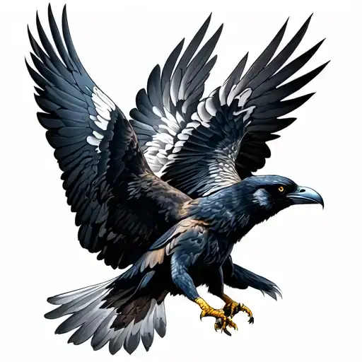 Crow Fights With A Royal Eagle