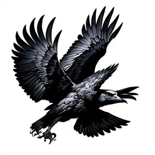 Crow Flying With A Royal Eagle