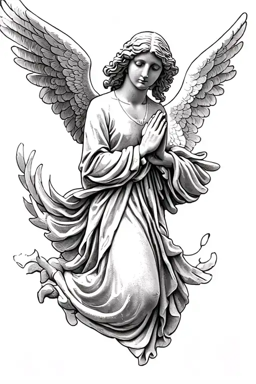 Praying Angel Viewed From The Side
