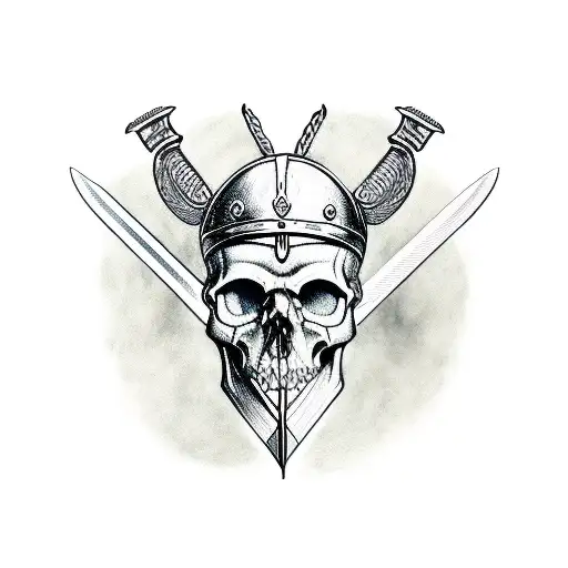 Viking Skull And Scottish Sword