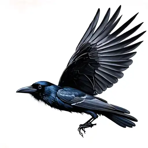 Crow Flies In Profile