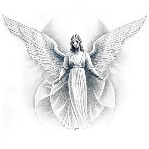 Angel With 3 Stars In Background