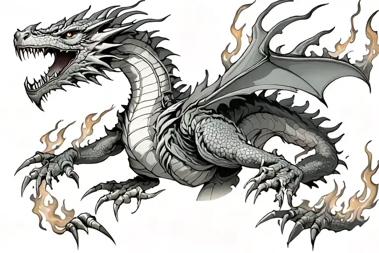 Cyber Dragon With Flaming Claws