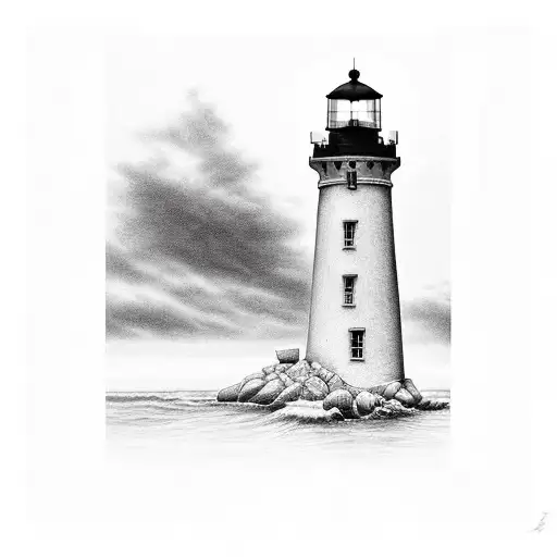 Black And White Realism Lighthouse