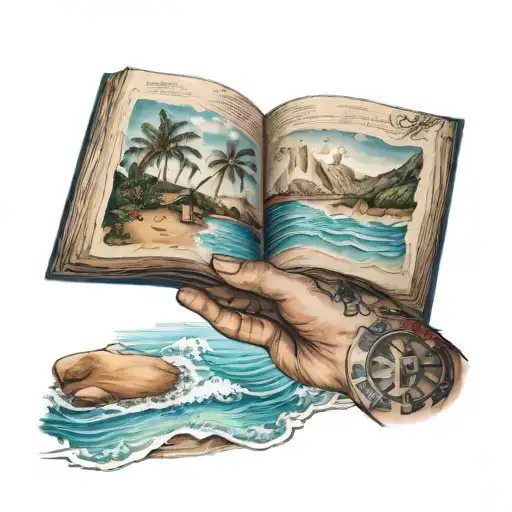 A Nurse Holding A Book With Beach Scenery In The Background