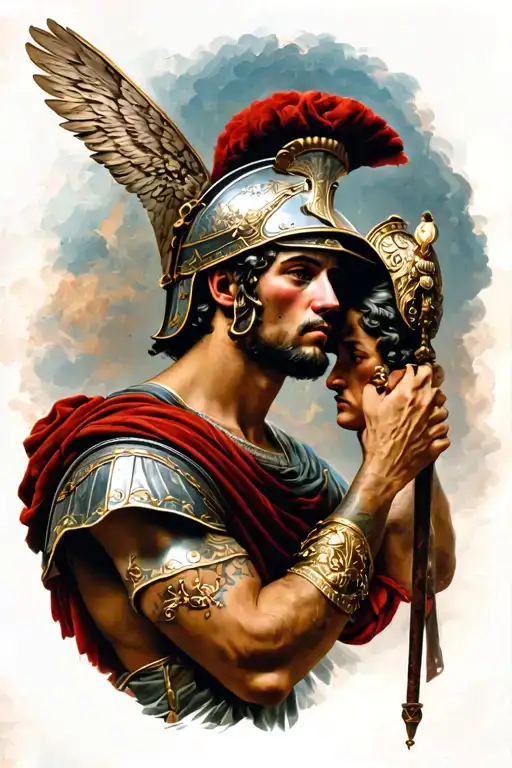 Roman Soldier Holding A Head Surrounded