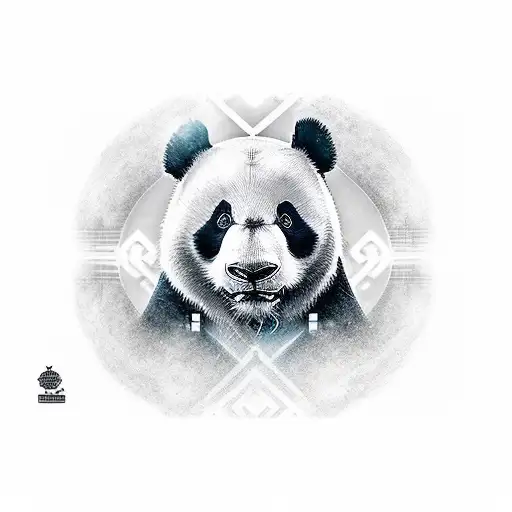 Panda Geometrico Conguitarra Ardiendo Fuego