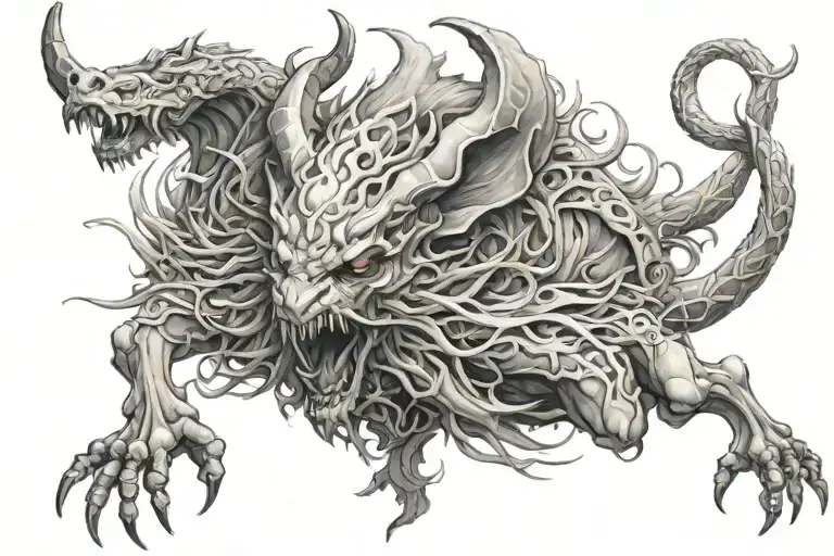 A Creepy And Detailed Tattoo Of A Mythological Creature