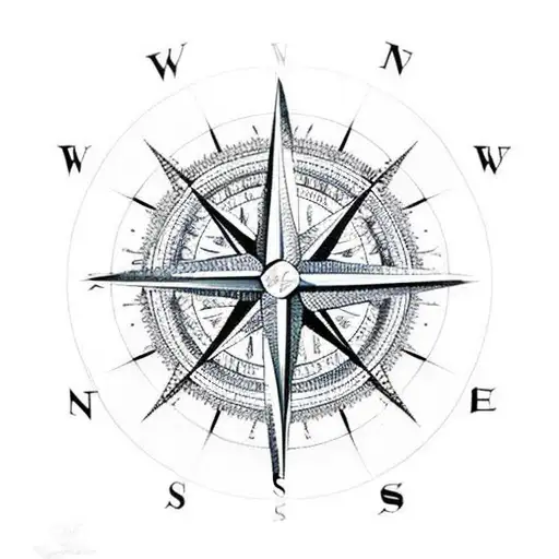 Compass Rose With Mountains
