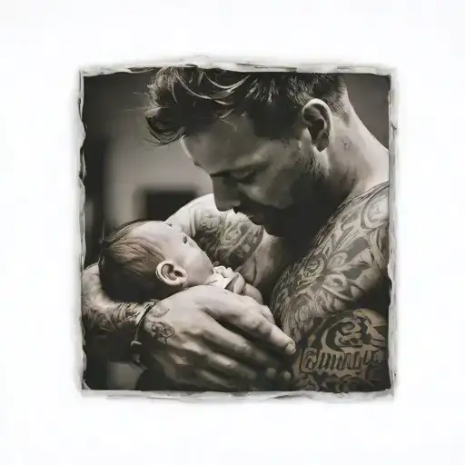 Man Holding His New Born Baby Girl