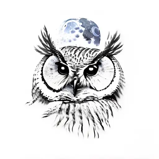 Owl Sleeve Trees Moon Clouds