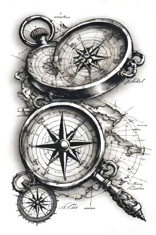 Nautical Map An Compass