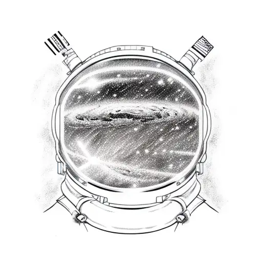 Black And Gray Astronaut With Supernova Reflected In Space Suit Visor