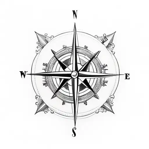 Compass With A Lily To The West