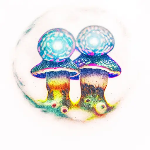 Gnomes Mushrooms City Space Nebula