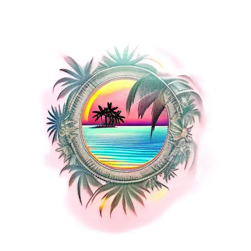 Sunset With Palm Trees