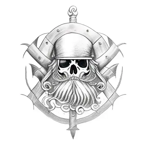 Black Beard The Pirate On His Ship In The Ocean