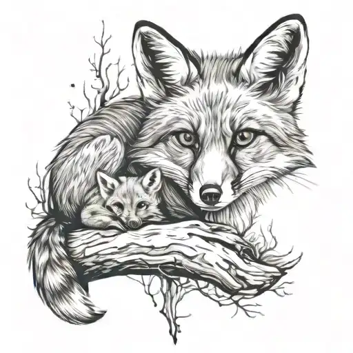Baby Fox Mother Fox Mystical Moonlit Forest