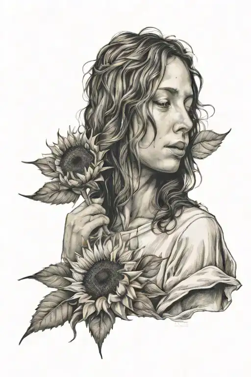 Jesus Sunflower Girl Holding