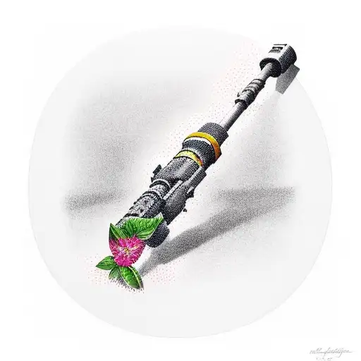 A Bazooka With A Basil Plant Shooting Out Of The Barrel