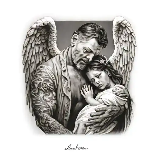 Man With Wife And New Born Baby Angel