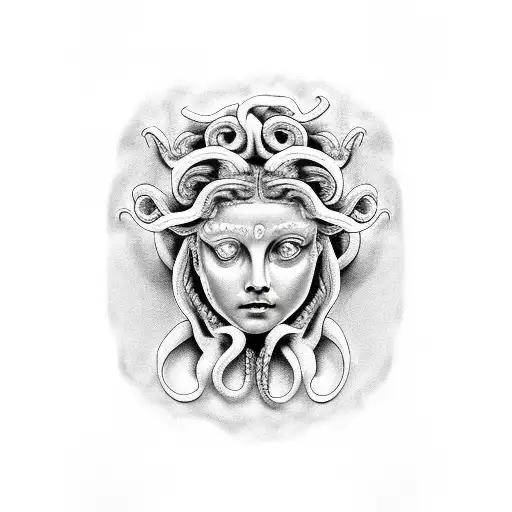 Face Of Medusa On Thigh