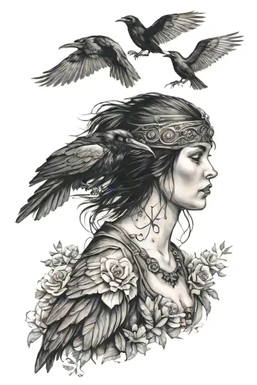 Woman Wearing Raven Head