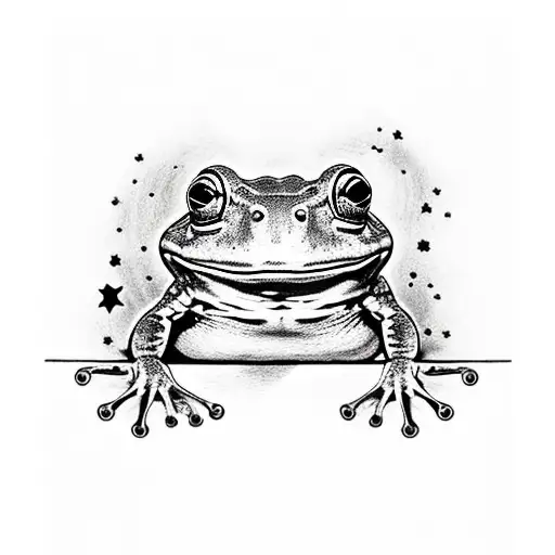 Horror Frog Sits In The Space With Stars