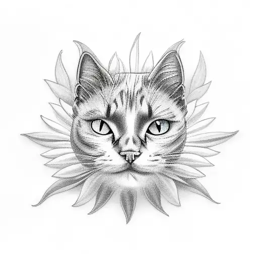 Black Cat And Flower