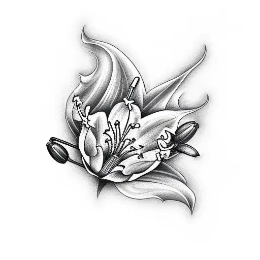 A Bat With A Lily Flower