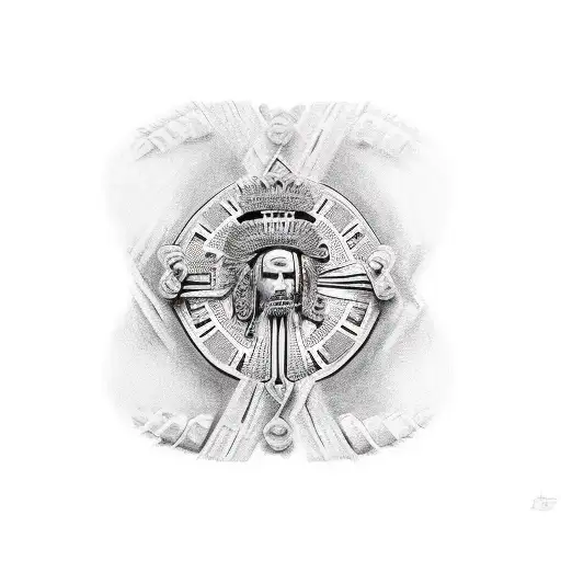 Conquistador In Black And White And Taino On The Other Side