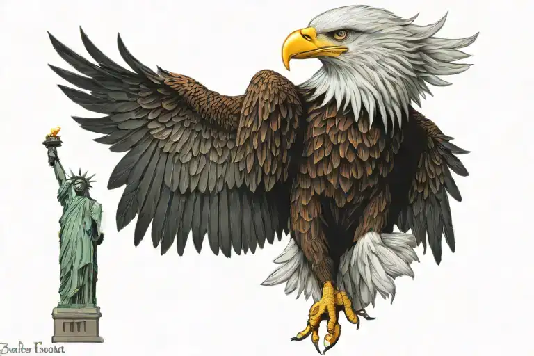 Bald Eagle Statue Of Liberty Real Girl