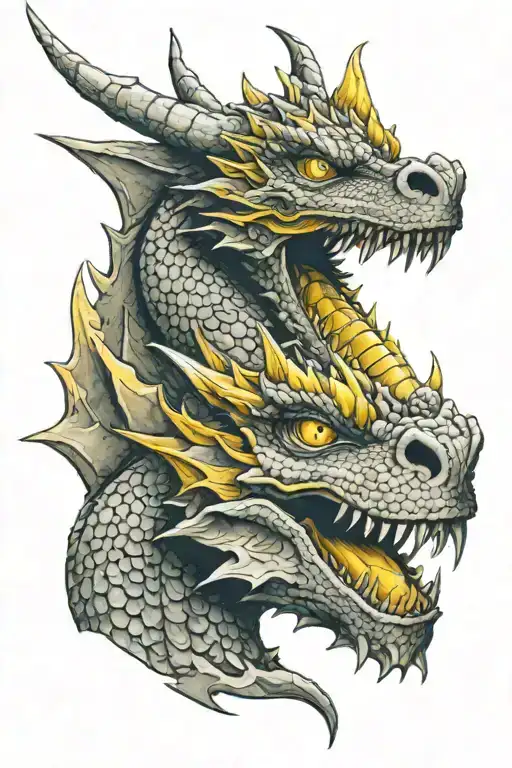 Dragon With Yellow Eyes In Half Profile