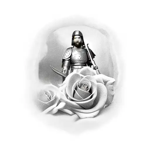 Roman Soldier With 3 Roses
