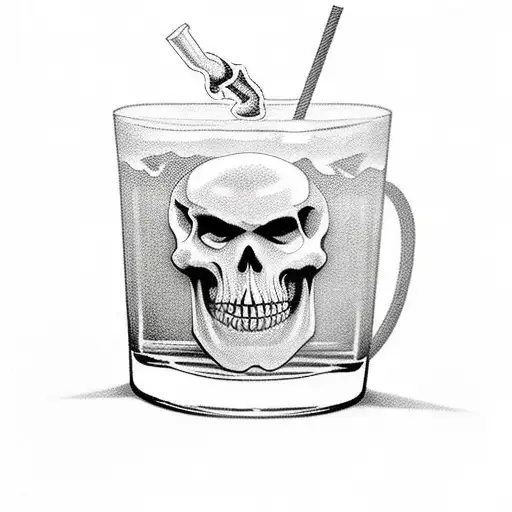 Western Skeleton With A Drink And Cigarette At A Bar