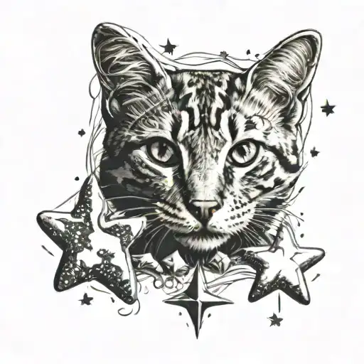 Cat Paw With Hearts And Stars