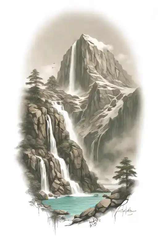 Waterfall Off To The Side