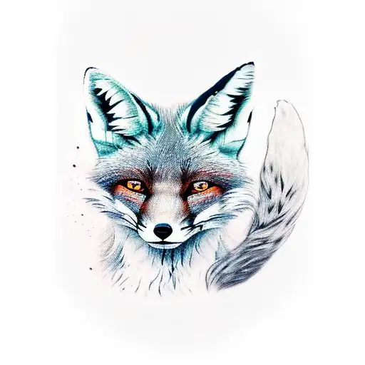 Walking Fox With Bushy Tail And There Is An Image Within The Tail